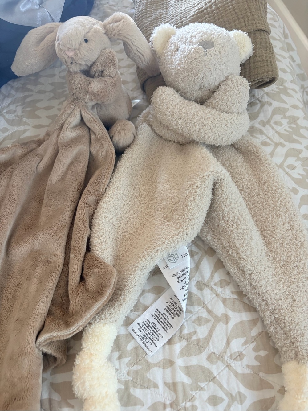 Kids Cozy Teddy and Bunny lovey  - Cream